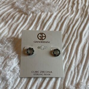 Giani Bernini Sterling Silver and green cubic  Zirconia stud Earrings